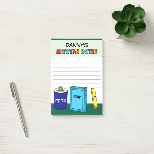 Gepersonaliseerde mitswa items - Groen Post-it® Notes (Kantoor)
