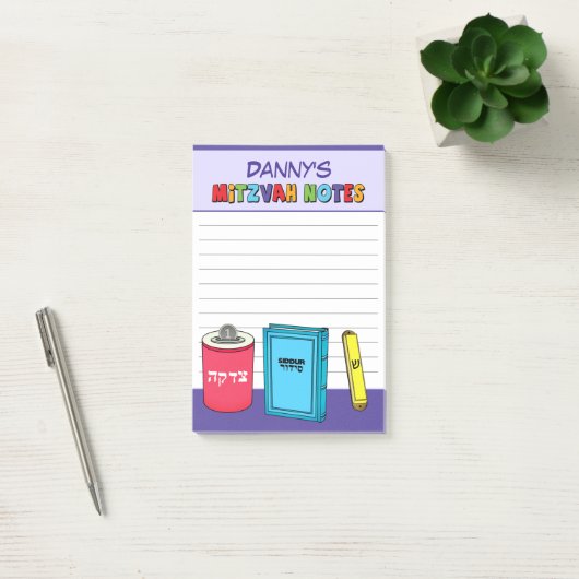 Gepersonaliseerde mitswa items - Paarse Post-it® Notes (Kantoor)