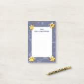 Gepersonaliseerde Mitswa merkt Paarse juichende st Post-it® Notes (Op bureau)