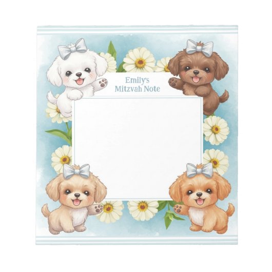 Gepersonaliseerde Mitswa Note Notitieblok Bloemen (Voorkant)