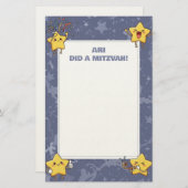 Gepersonaliseerde Mitswa Note Paarse juichende ste Briefpapier (Voorkant / Achterkant)