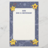 Gepersonaliseerde Mitswa Note Paarse juichende ste Briefpapier (Voorkant)