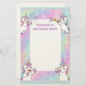 Gepersonaliseerde Mitswa Note Roze Schattigee Eenh Briefpapier (Voorkant / Achterkant)