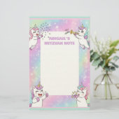 Gepersonaliseerde Mitswa Note Roze Schattigee Eenh Briefpapier (Staand voorkant)