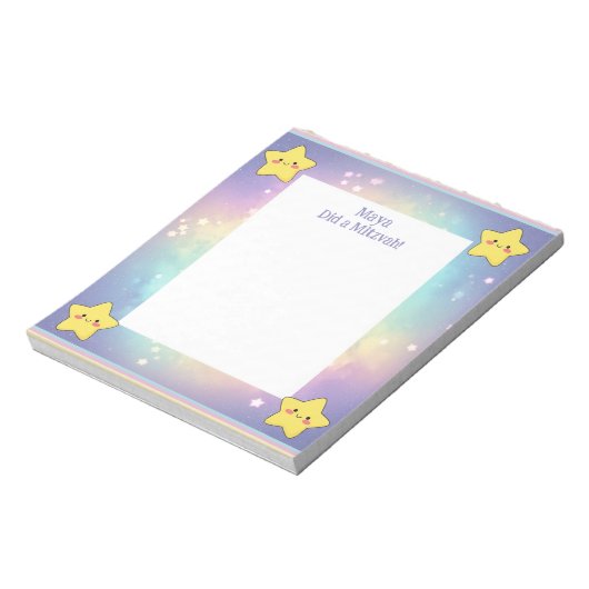 Gepersonaliseerde Mitswa Notes Rainbow Stars Notit Notitieblok (Linkerzijde)