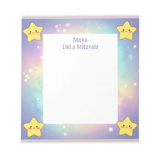 Gepersonaliseerde Mitswa Notes Rainbow Stars Notit Notitieblok (Voorkant)