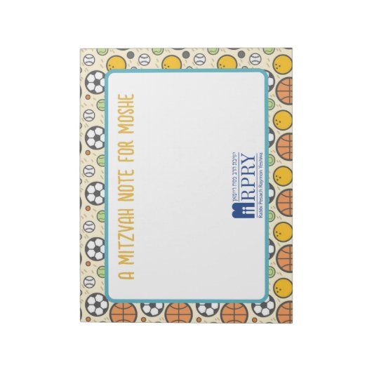 Gepersonaliseerde Mitzvah Note- Sport Notitieblok (Linkerzijde)