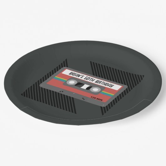 Gepersonaliseerde Mix Tape Round Papieren Bordje (Gekanteld)