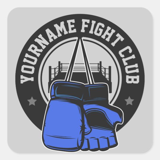 Gepersonaliseerde MMA Mixed Martial Arts Fight Clu Vierkante Sticker (Voorkant)