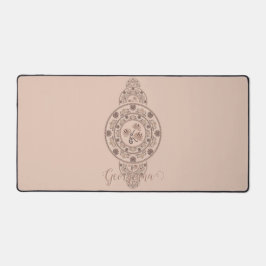 Gepersonaliseerde Mocha Rococo Lotus Siermandala Bureaumat