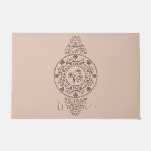 Gepersonaliseerde Mocha Rococo Lotus Siermandala Deurmat (Voorkant)