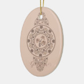 Gepersonaliseerde Mocha Rococo Lotus Siermandala Keramisch Ornament (Links)