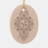 Gepersonaliseerde Mocha Rococo Lotus Siermandala Keramisch Ornament (Voorkant)