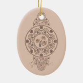 Gepersonaliseerde Mocha Rococo Lotus Siermandala Keramisch Ornament (Achterkant)