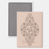 Gepersonaliseerde Mocha Rococo Lotus Siermandala Magneet (Voorkant / Achterkant)