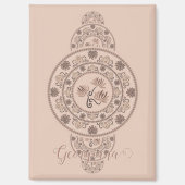 Gepersonaliseerde Mocha Rococo Lotus Siermandala Magneet (Voorkant)