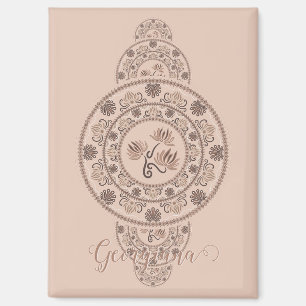 Gepersonaliseerde Mocha Rococo Lotus Siermandala Magneet