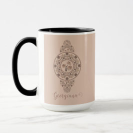 Gepersonaliseerde Mocha Rococo Lotus Siermandala Mok