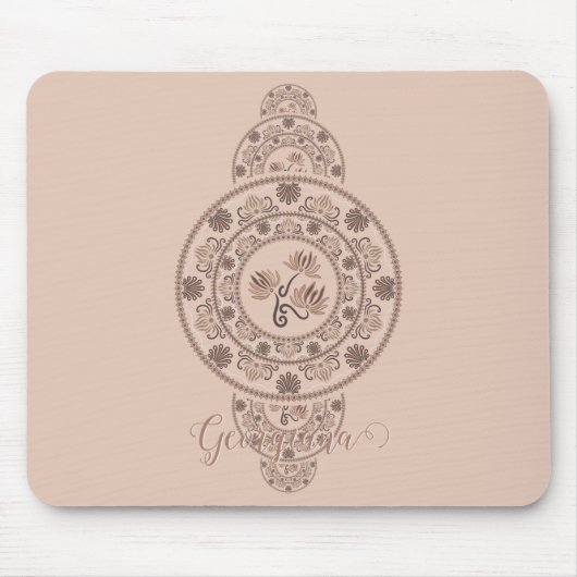 Gepersonaliseerde Mocha Rococo Lotus Siermandala Muismat (Voorkant)