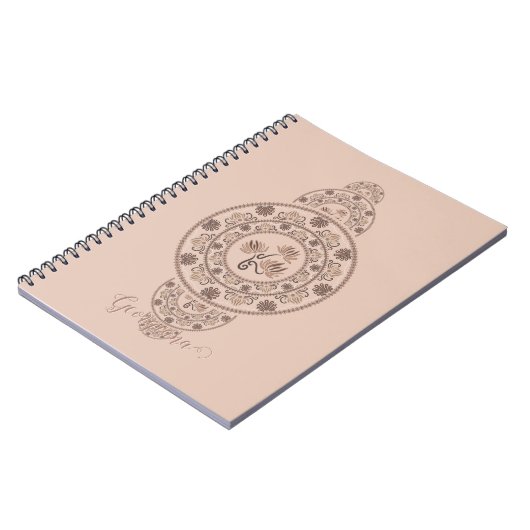 Gepersonaliseerde Mocha Rococo Lotus Siermandala Notitieboek (Linkerzijde)