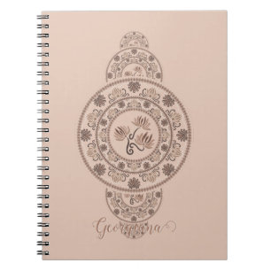 Gepersonaliseerde Mocha Rococo Lotus Siermandala Notitieboek