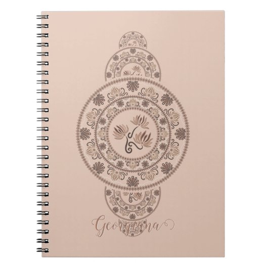 Gepersonaliseerde Mocha Rococo Lotus Siermandala Notitieboek (Voorkant)