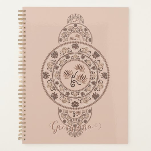 Gepersonaliseerde Mocha Rococo Lotus Siermandala Planner (Voorkant)