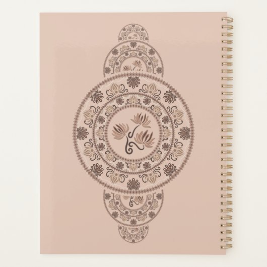 Gepersonaliseerde Mocha Rococo Lotus Siermandala Planner (Achterkant)