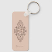 Gepersonaliseerde Mocha Rococo Lotus Siermandala Sleutelhanger (Achterkant)