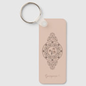 Gepersonaliseerde Mocha Rococo Lotus Siermandala Sleutelhanger (Voorkant)