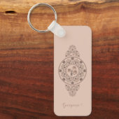 Gepersonaliseerde Mocha Rococo Lotus Siermandala Sleutelhanger (Voorkant)