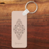 Gepersonaliseerde Mocha Rococo Lotus Siermandala Sleutelhanger (Achterkant)