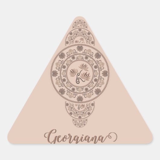 Gepersonaliseerde Mocha Rococo Lotus Siermandala Sticker (Voorkant)