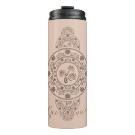 Gepersonaliseerde Mocha Rococo Lotus Siermandala Thermosbeker
