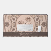 Gepersonaliseerde Mocha Rococo Revival Dot Mandala Bureaumat (Keyboard & Muis)