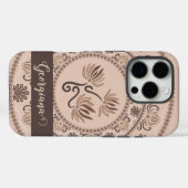 Gepersonaliseerde Mocha Rococo Revival Dot Mandala Case-Mate iPhone Case (Achterkant (horizontaal))