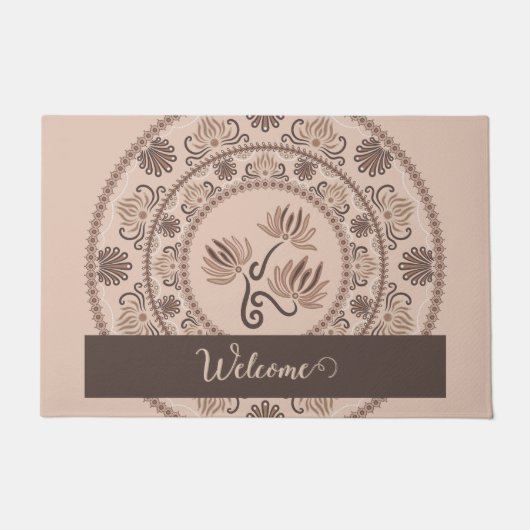 Gepersonaliseerde Mocha Rococo Revival Dot Mandala Deurmat (Voorkant)