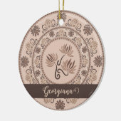 Gepersonaliseerde Mocha Rococo Revival Dot Mandala Keramisch Ornament (Links)
