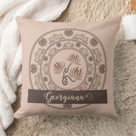 Gepersonaliseerde Mocha Rococo Revival Dot Mandala Kussen