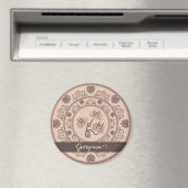 Gepersonaliseerde Mocha Rococo Revival Dot Mandala Magneet (Insitu (Vaatwasser))