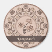 Gepersonaliseerde Mocha Rococo Revival Dot Mandala Magneet (Voorkant)