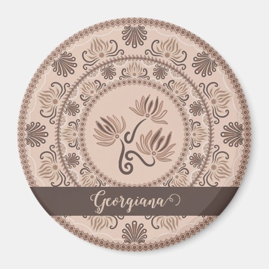 Gepersonaliseerde Mocha Rococo Revival Dot Mandala Magneet (Voorkant)