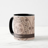 Gepersonaliseerde Mocha Rococo Revival Dot Mandala Mok (Voorkant links)