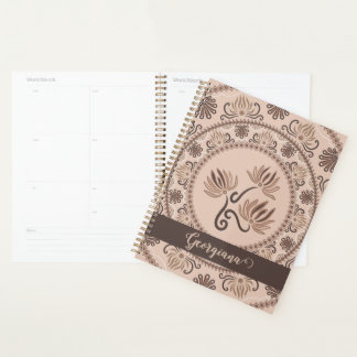 Gepersonaliseerde Mocha Rococo Revival Dot Mandala Planner