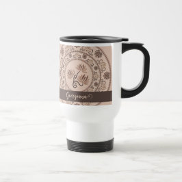 Gepersonaliseerde Mocha Rococo Revival Dot Mandala Reisbeker