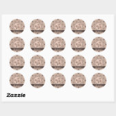Gepersonaliseerde Mocha Rococo Revival Dot Mandala Ronde Sticker (Vel)