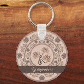 Gepersonaliseerde Mocha Rococo Revival Dot Mandala Sleutelhanger (Achterkant)