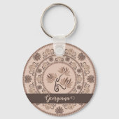 Gepersonaliseerde Mocha Rococo Revival Dot Mandala Sleutelhanger (Achterkant)