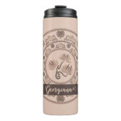 Gepersonaliseerde Mocha Rococo Revival Dot Mandala Thermosbeker (Voorkant)