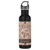 Gepersonaliseerde Mocha Rococo Revival Dot Mandala Waterfles (Voorkant)
